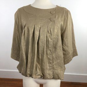 Spiegel Metallic Peplum Balloon Blazer Beige 12